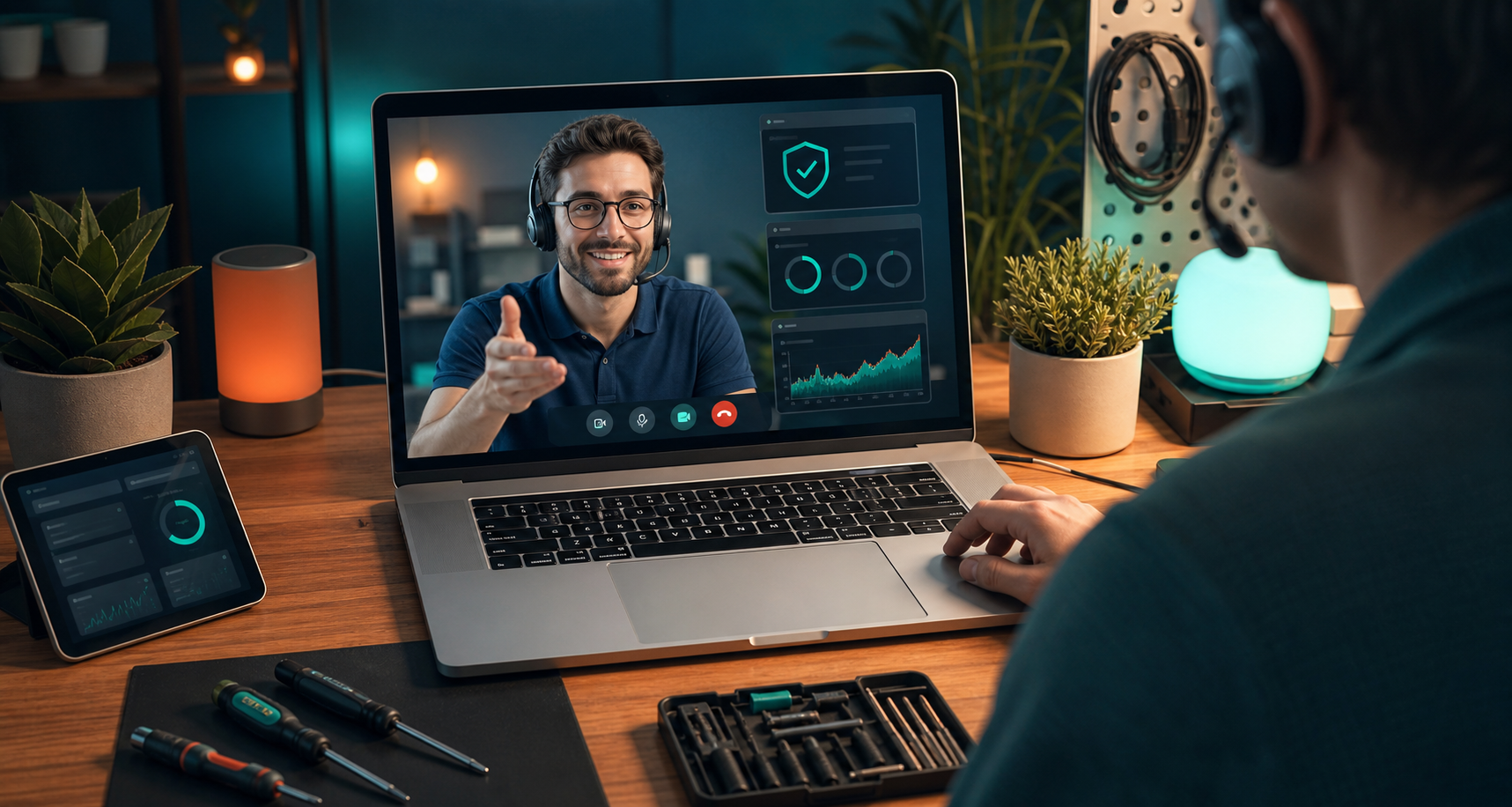 Customer receiving secure online computer support from a technician